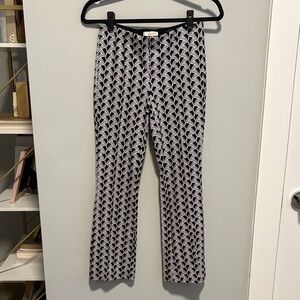Maeve by Anthropologie Margot Black and White Leaf Print Flare Pants